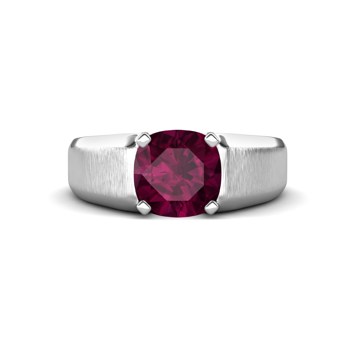 Jude 2.75 ct Cushion Shape Rhodolite Garnet Solitaire Men Wedding Band (8 mm) 